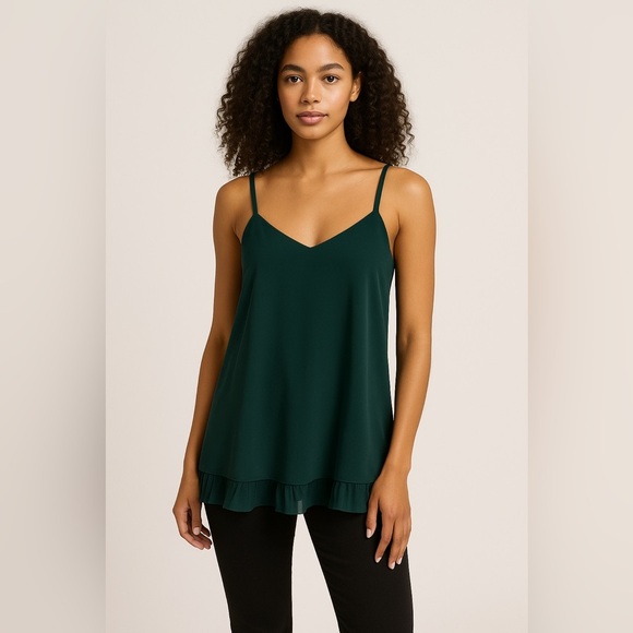 White House Black Market Green Ruffled Camisole - Picture 10 of 10